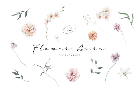 Download Flower Aura Watercolor DIY Elements - Flow Collection