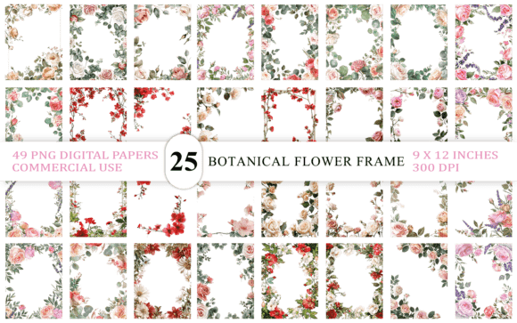 Download Vintage Botanical Flower Frame PNG - Flow Collection