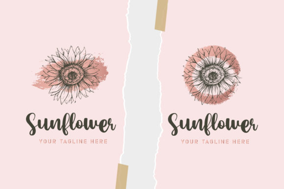 Download Sunflower Hand Drawn Floral Logo Premium - Flow Collection