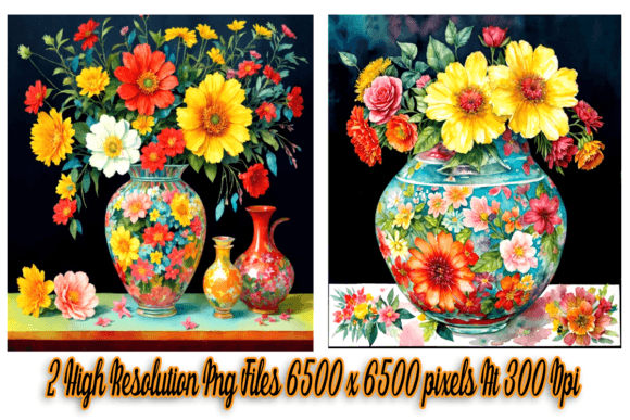 Download Watercolor Flowers in Vase Set of 2 - Flow Collection